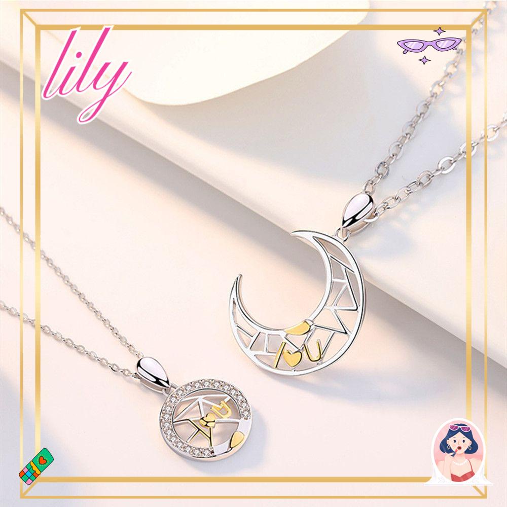 Lily Moon Sun Necklace Lovers Kalung Klavikula Hari Valentine Anti Karat