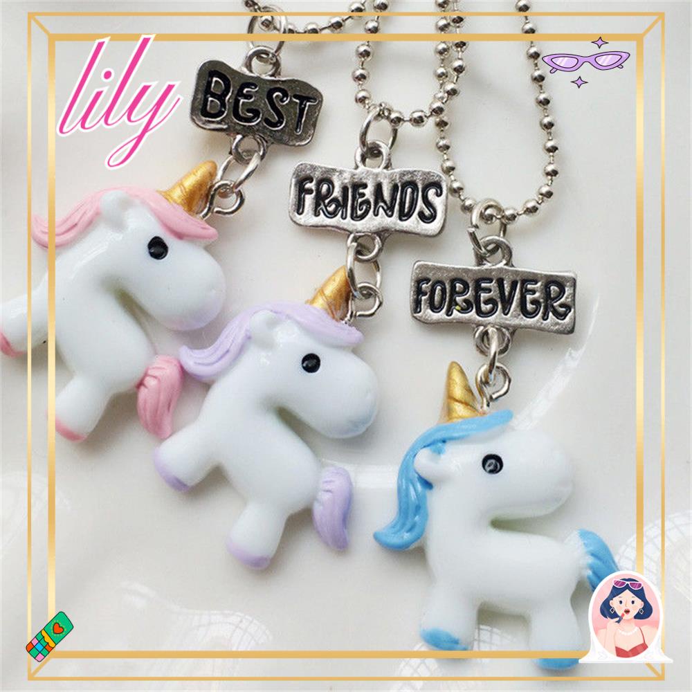 Lily 3PCs/Set Bff Kalung New Best Friend Forever Jewelry Manik Rantai