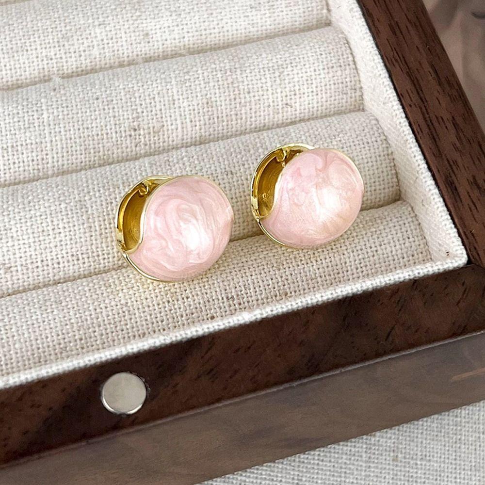 Mxbeauty Anting Bulat Wanita Retro Sederhana Trendi Desain Niche Fashion Perhiasan Drop Oil Alloy Gaya Korea Earrings