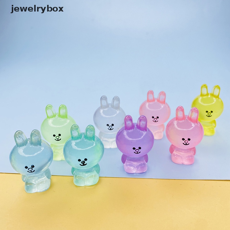 [jewelrybox] Kartun Lucu Kelinci Bercahaya DIY Miniatur Kerajinan Tangan Ornamen resin accessorie Butik