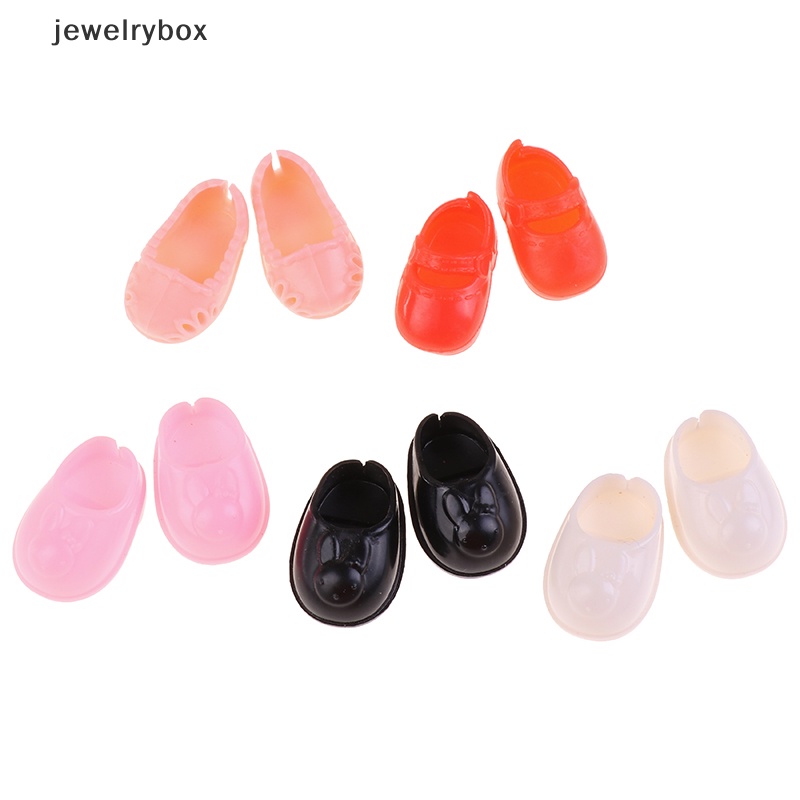 [jewelrybox] 5pasang Sepatu Boneka 2.5CM Untuk Boneka 16-17cm Pola Kelinci Lucu Flat PVC Shoes Boutique