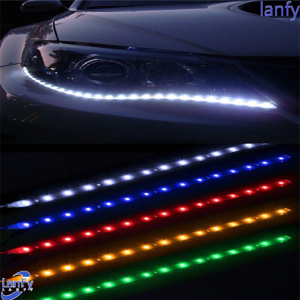 Lanfy Lampu LED Strip Mobil Universal Fleksibel 1PCS Patch Lamp Lampu Suasana Motor Auto Inerior Light Sepeda Siang Hari Berjalan Lampu Sepeda DIY Bohlam