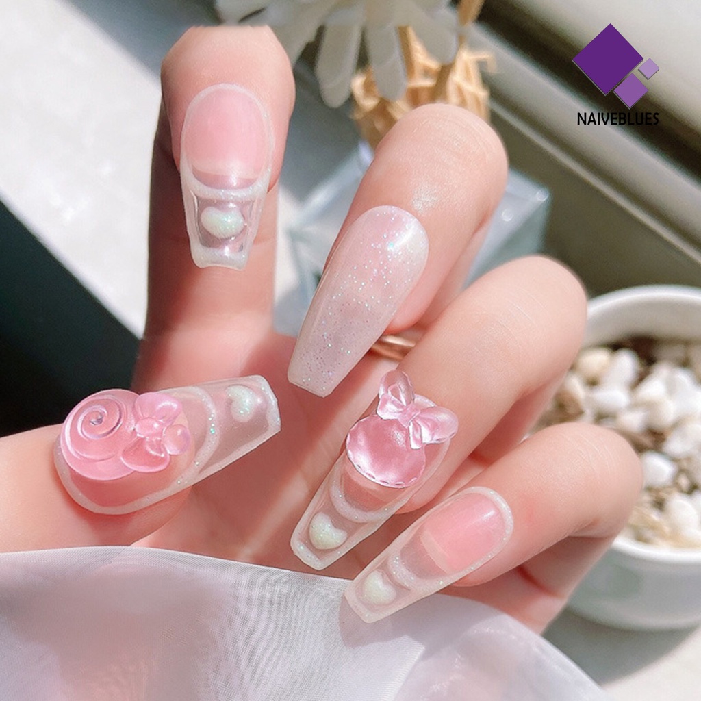 [naiveblues] 20pcs/set Kuku Kartun Dekorasi Hidup Tahan Lama Tembus Nail Art Berlian Imitasi Warna Aksesoris