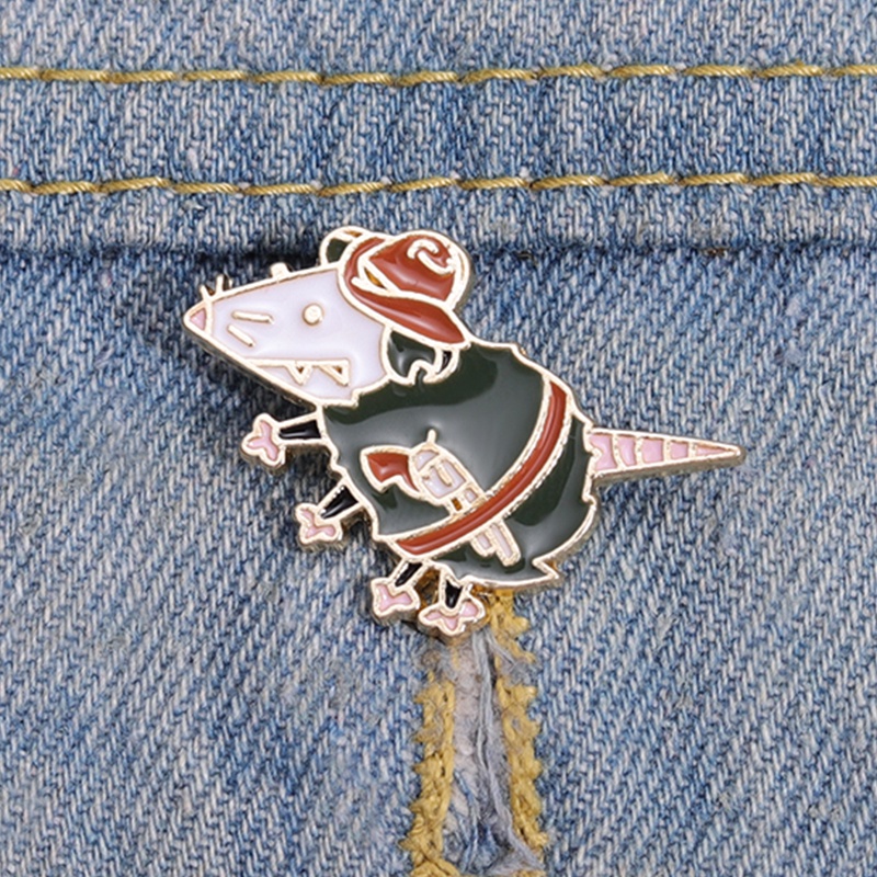 Lucu Koboi Tikus Enamel Pin Kartun Tikus Bros Lencana Pakaian Kerah Pin Perhiasan Hadiah Untuk Teman Anak