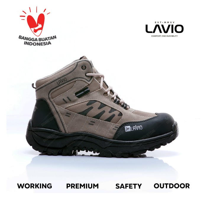 Sepatu Safety Boots Shoes Ujung Besi Lavio Axel   - Cokelat, 41
