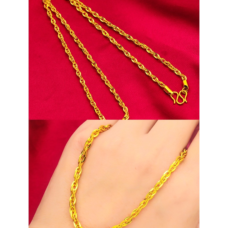 Goldkingdomdom Fashion Perhiasan Aksesoris Ready Stock Pria Dan Wanita Adonan Goreng Memutar Kalung Minimal Lapis Emas Rantai Mewah