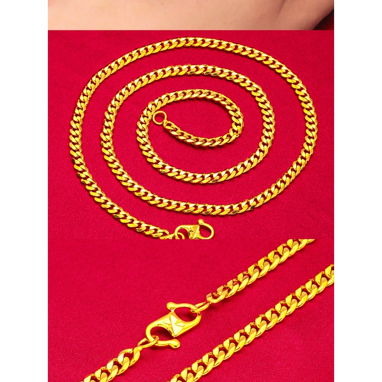 Goldkingdom Aksesoris Perhiasan Fashion Ready Stock Kalung Baru 50cm Pria Dan Wanita Rantai Gepeng