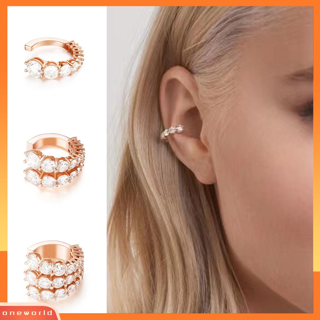 [EONE] 1pc Anting Wanita Berkilau Desain Berlian Imitasi Efek Visual Mengkilap Multi-layer Semua Pertandingan Hias Warna Hidup Wanita Klip on Anting Hadiah Perhiasan Non-Piercing Untuk Wanita