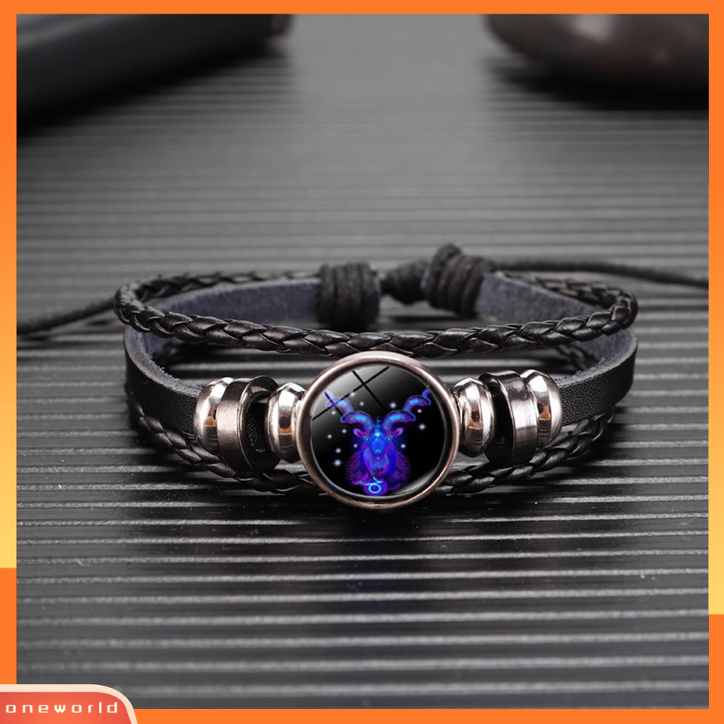 [EONE] Multilayer Charm Gelang Adjustable Luminescent Twelve Constellation Braided Bracelet Untuk Kehidupan Sehari-Hari