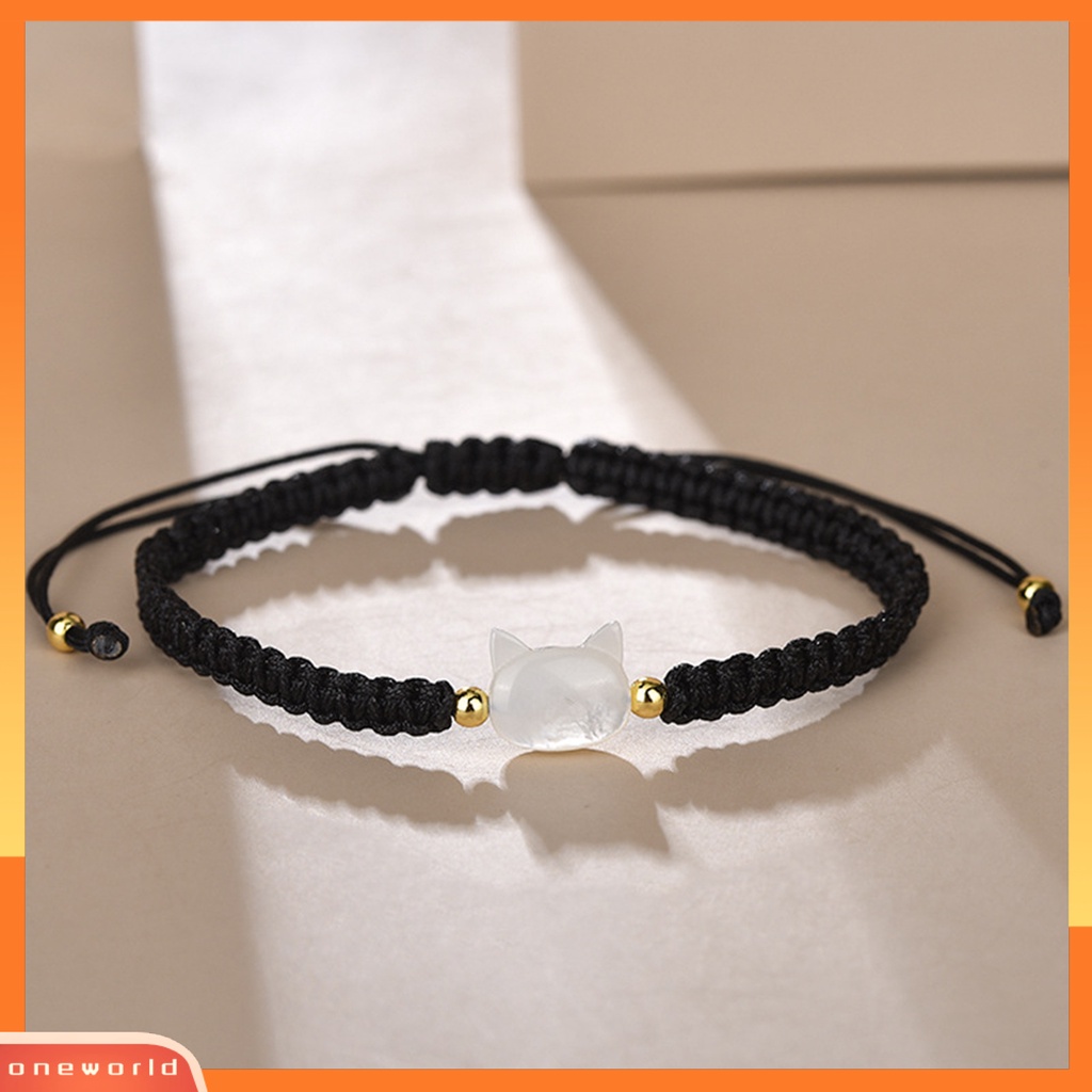 [EONE] Gelang Couple Kepribadian Handmade Beads Adjustable Mewah Hitam Kucing Shell Tangan Braided Bracelet Perhiasan Aksesori