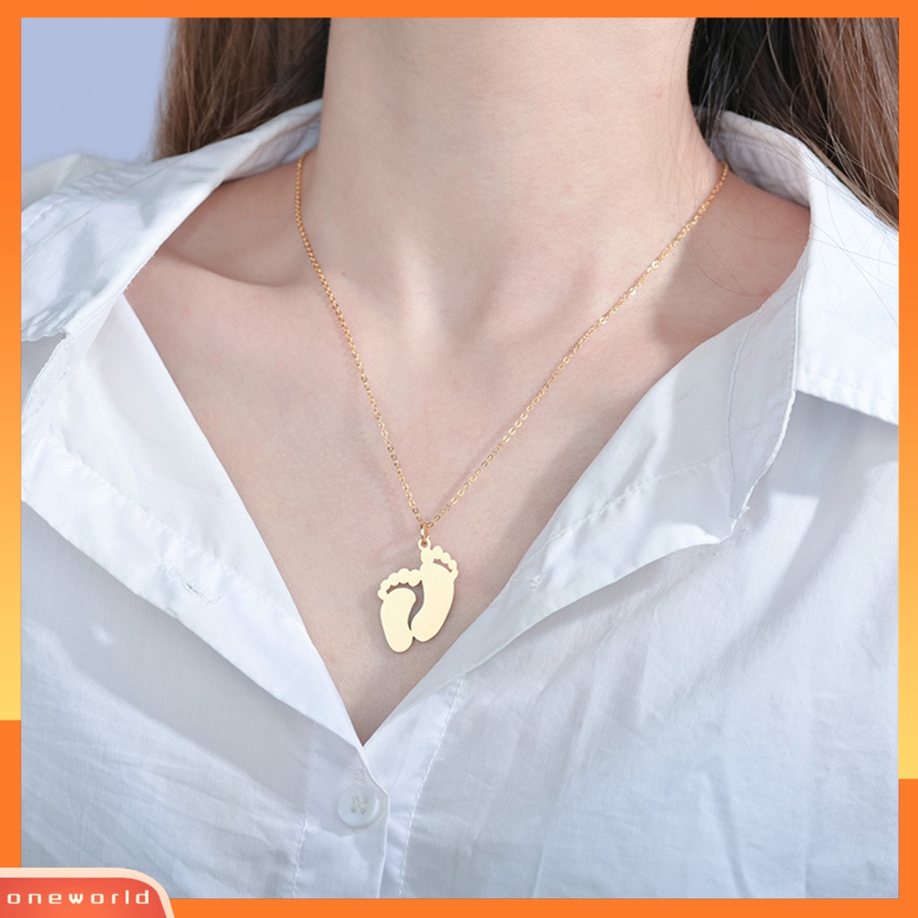 [EONE] Liontin Kalung Indah Geometris Liontin Finishing Terang Electroplating Tahan Luntur Dekorasi Hypoallergenic Bayi Kaki Liontin Kalung Perhiasan Aksesori