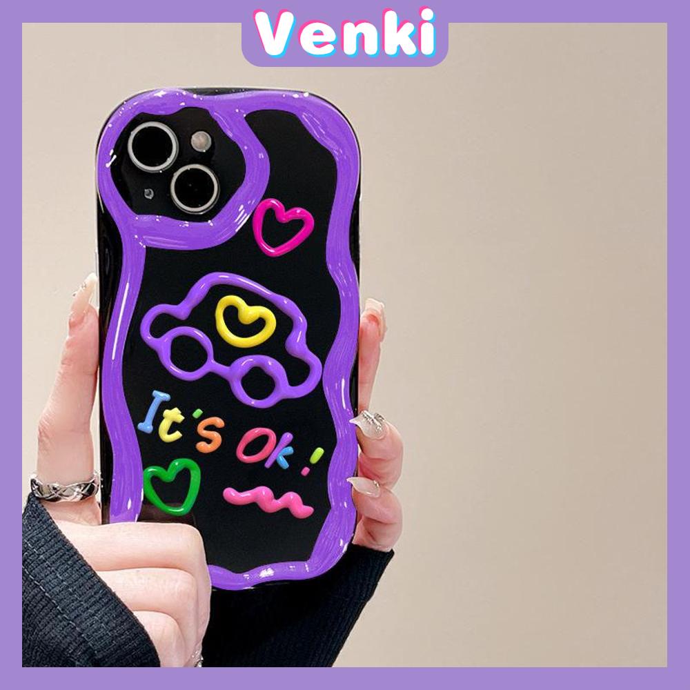 VENKI - For iPhone 11 iPhone Case 3D Curved Edge Wave Glossy Black TPU Airbag Shockproof Camera Cover Purple Car Compatible with iPhone 14 13 Pro max 12 Pro Max xr xs max 7 8Plus