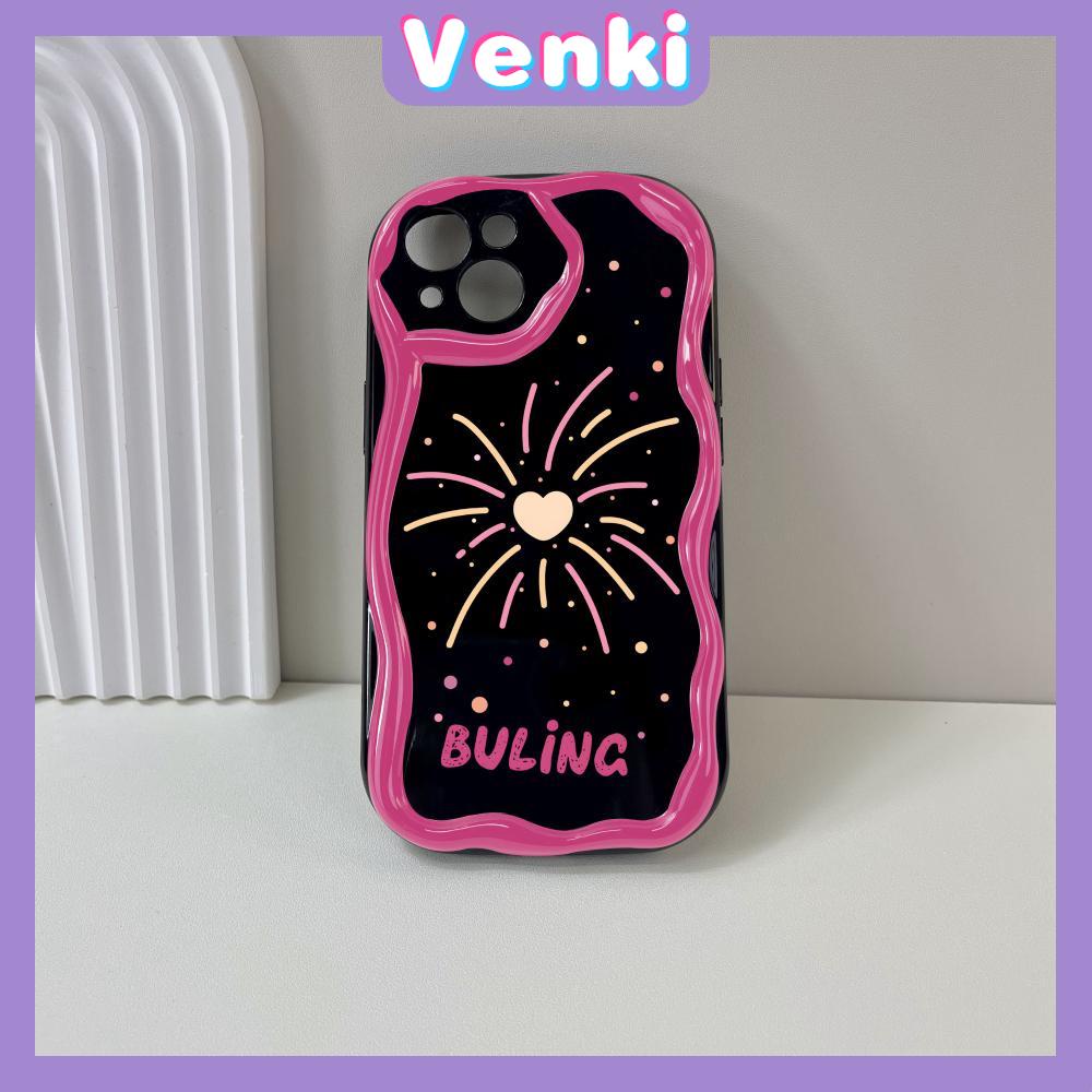 VENKI - For iPhone 11 iPhone Case 3D Curved Edge Wavy TPU Airbag Shockproof Camera Case Glossy Black Firework Compatible with iPhone 14 13 Pro max 12 Pro Max xr xs max 7Plus 8Plus