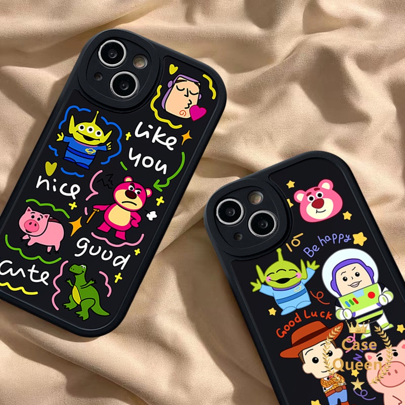 Lovely Pig Kartun Toy Story Alien Phone Case Kompatibel Untuk IPhone XR XS X Max7 6 6s 8plus 11 13 12 14 Pro Max 7Plus SE 2020 Cute Strawberry Bear Manyo Soft Tpu Cover