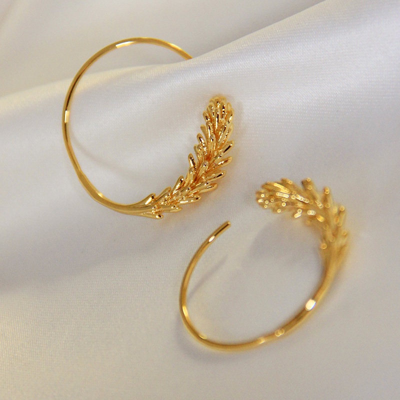 French Niche Retro Fashionable Medieval Metal Simple Ring Wheat Ear Earrings