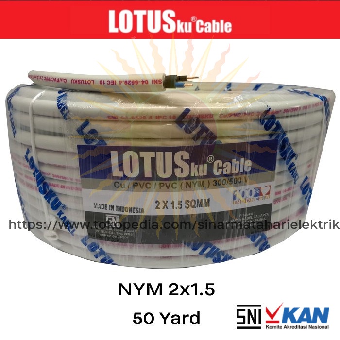Kabel listrik Lotusku Lotus 2x1.5 2x1,5 NYM Setara Eterna Supreme 50 Y