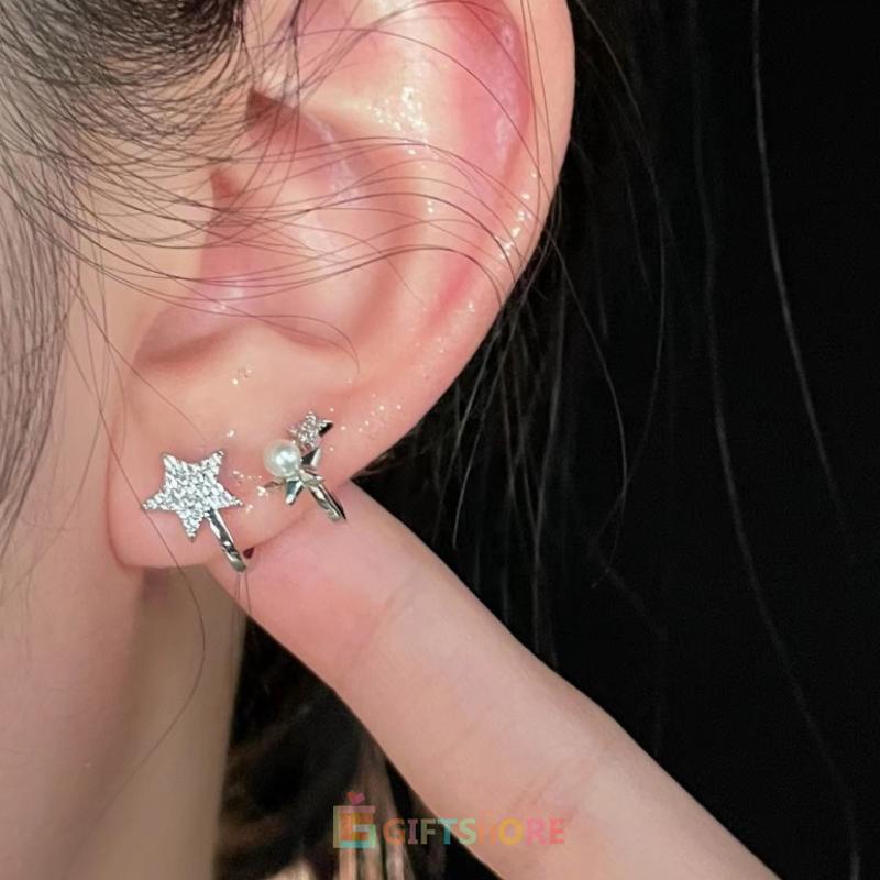 ✨COD 1 pair Anting Bentuk Bintang Aksen Mutiara Untuk Wanita-GS