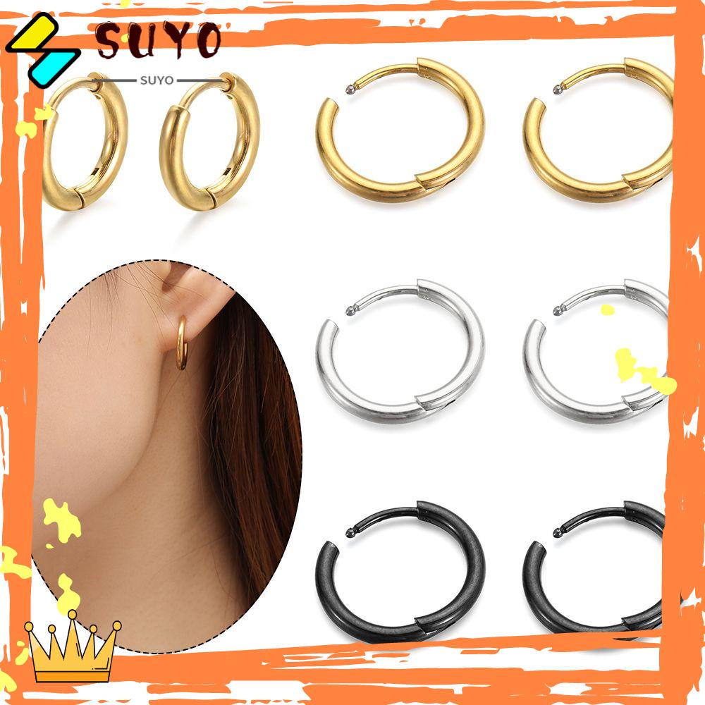 Suyo Anting Hoop Pesta Warna Emas Statement Huggie Stud