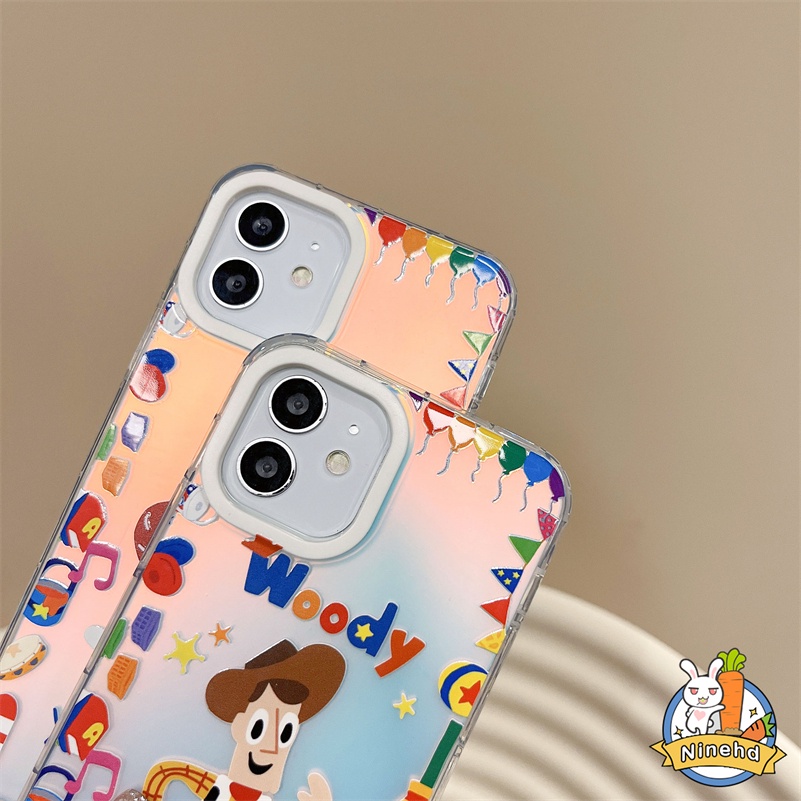 Casing iPhone Laser Gradasi Kompatibel Untuk Iphone14 13 12 11 Pro Max X Xr Xs Max8 7 Plus SE 2020 Toy Story Mania Casing Ponsel Anti Jatuh Glossy Shockproof Matte Hard Case Penutup Belakang