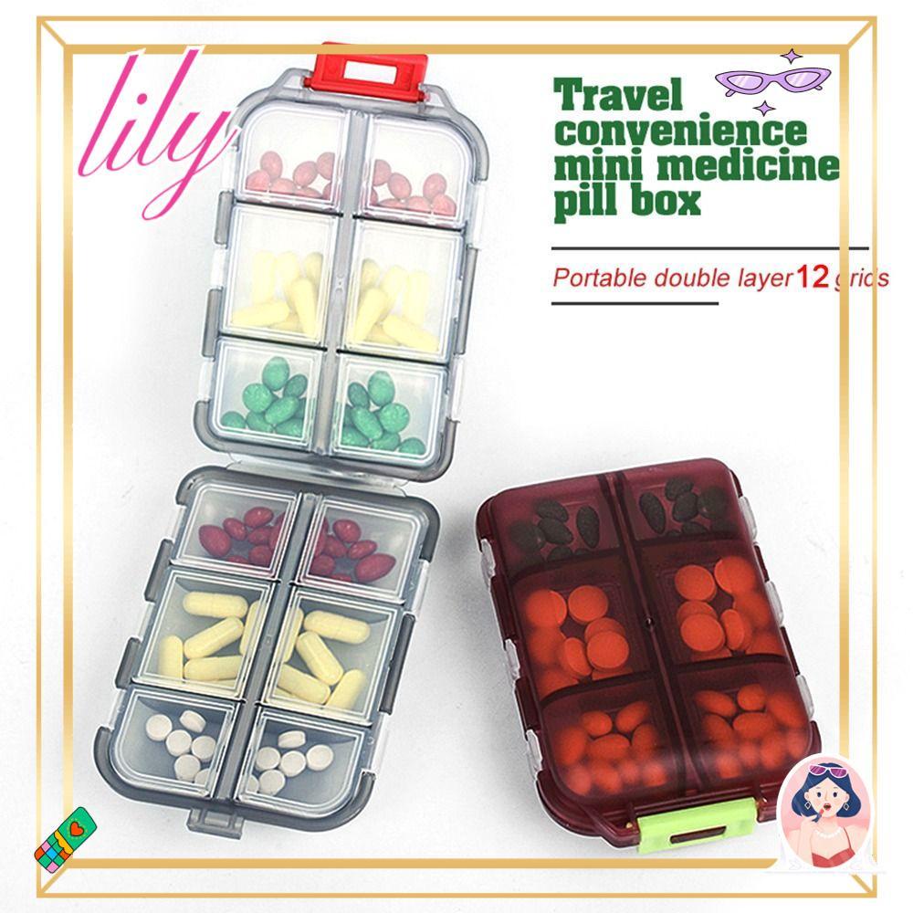 LILY Kotak Obat Tempat Pil Dispenser Organiser 12grid Pill Box