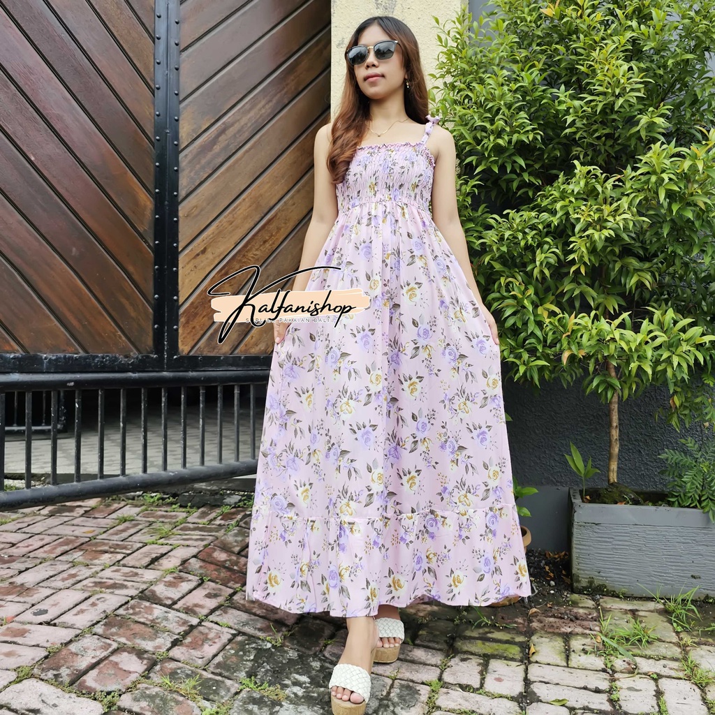 Long Dress Ayuna Kerut Tali Panjang