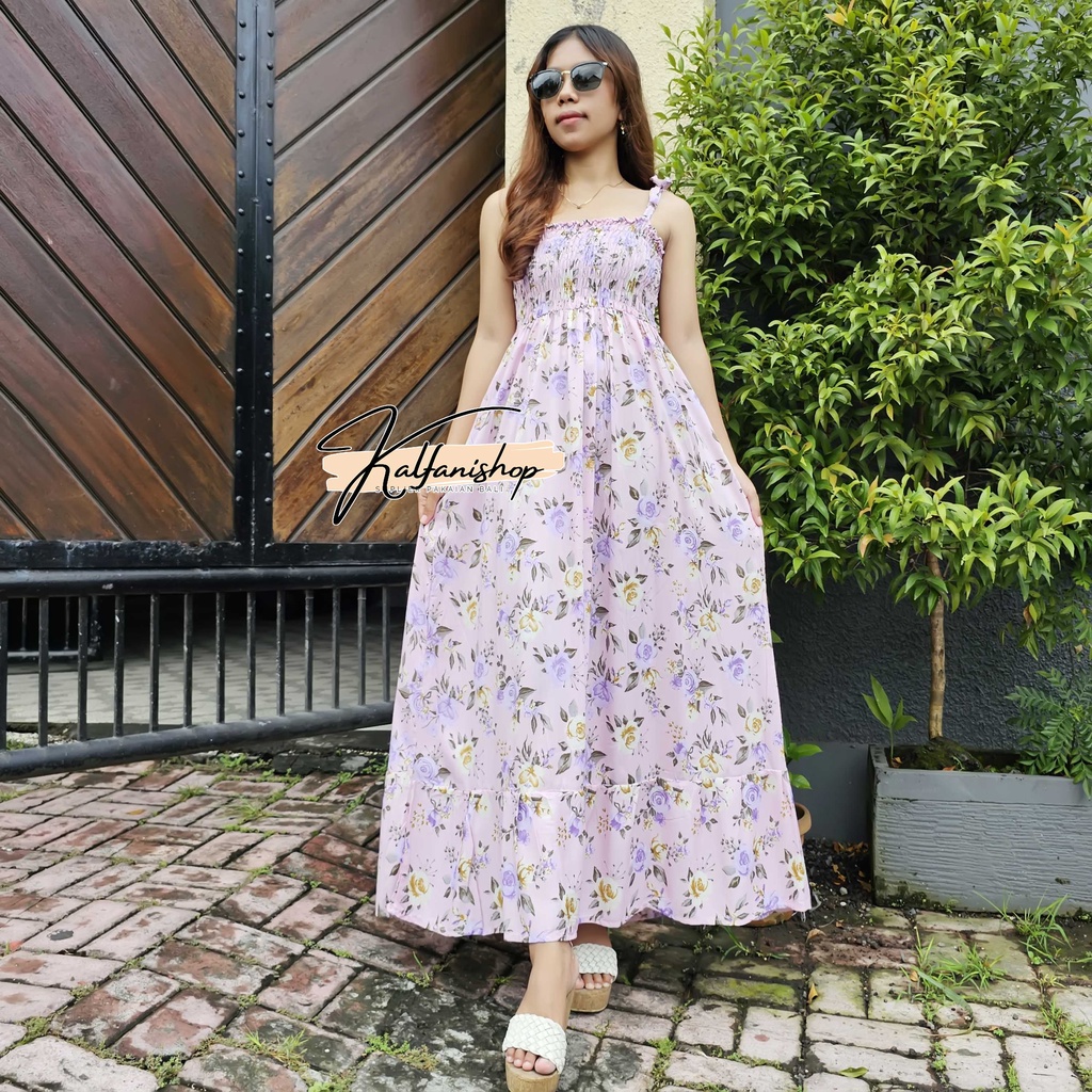 Long Dress Ayuna Kerut Tali Panjang