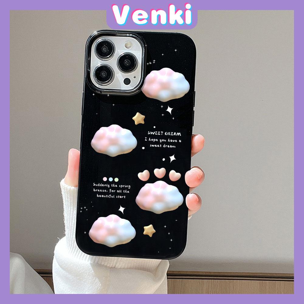 VENKI - For iPhone 11 iPhone Case Black Glossy TPU Soft Case Shockproof Protection Camera Cloud Love Compatible with iPhone 14 13 Pro max 12 Pro Max xr xs max 7Plus 8Plus