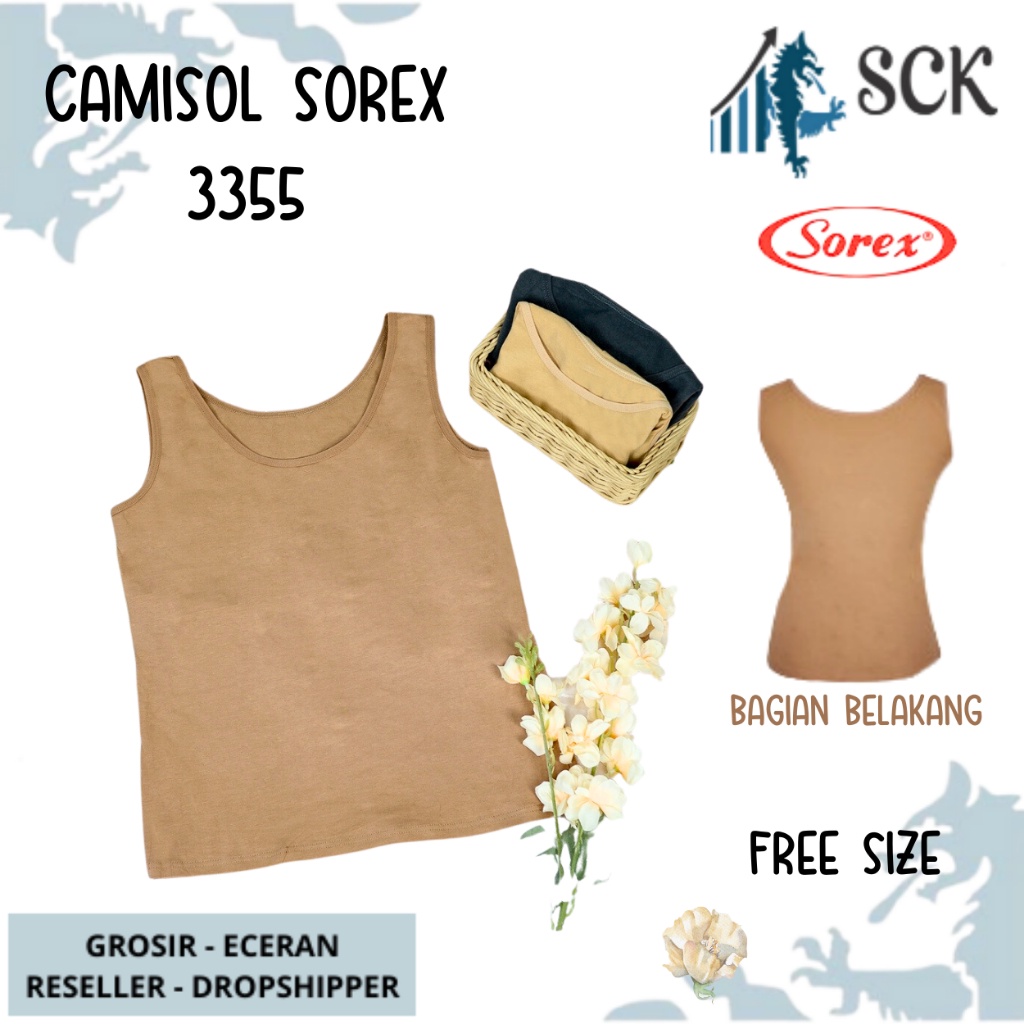 Camisol Tanktop Wanita Sorex 3355 - ATASAN SINGLET / TANKTOP WANITA PANJANG DENGAN TALI BESAR