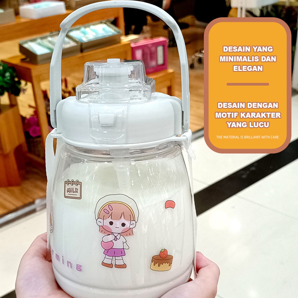 Botol Minum Karakter Kapasitas Besar Tali Sedotan Tempat Minum Anak - BP011