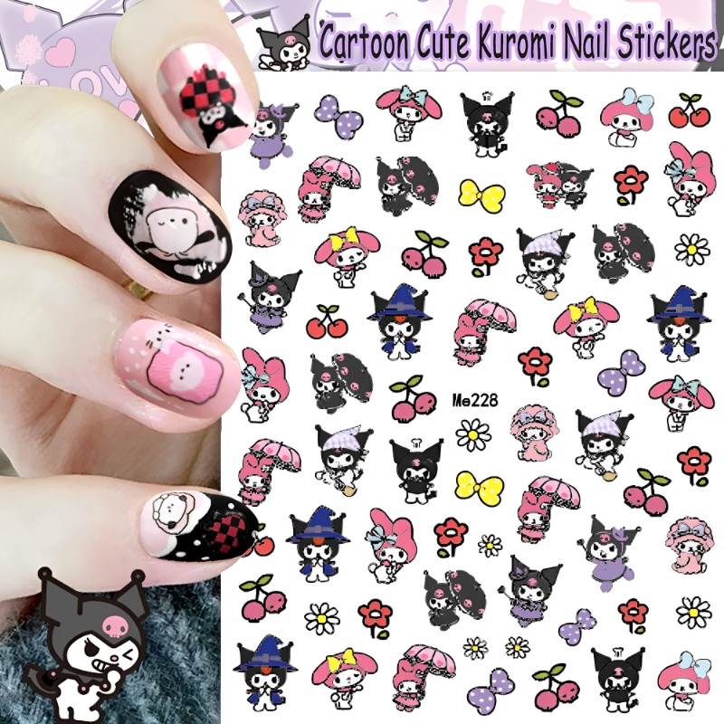 [Harga Grosir] [Unggulan] 1lembar Kartun Lucu Kuromi Melody Nails Stiker 3D Sanrio Anime Nail Tape Perekat Transfer Air Nail Decal Manicure Art Dekorasi Alat Makeup Kuku