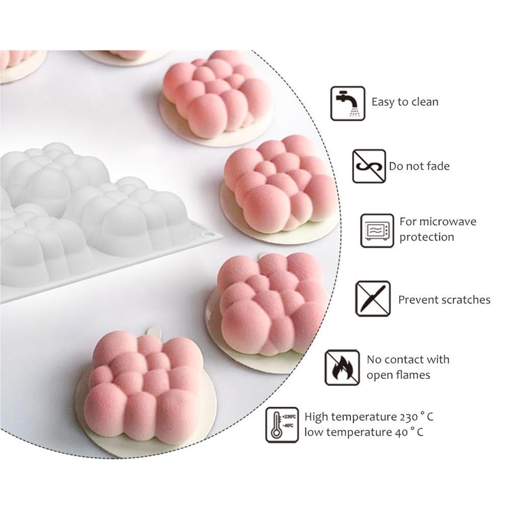 6rongga Cetakan Kue Awan 3D Cetakan Silikon Mousse Cetakan Gelembung Persegi Untuk Baking