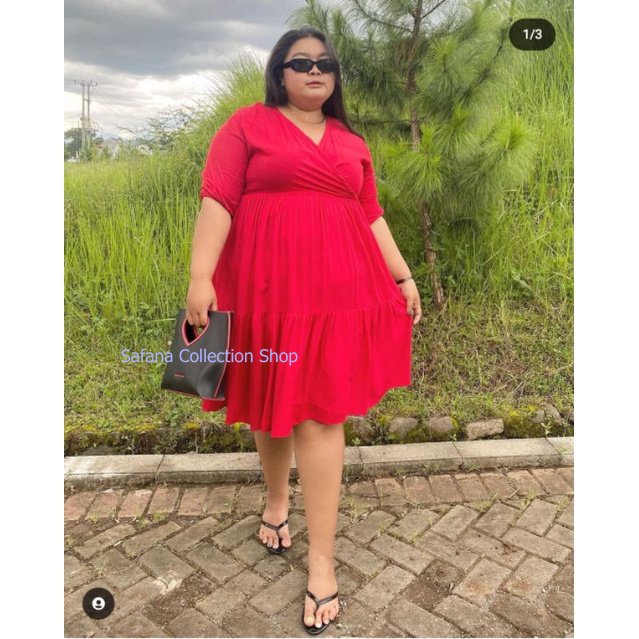 Lula kimono susun dress jumbo / dress jumbo polos terbaru / dress big size kimono ready to XXXL