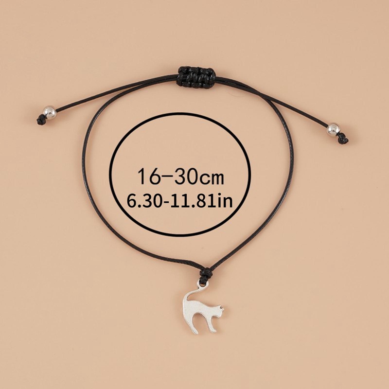 Gelang Pesona Kucing Hewan Yang Indah Untuk Pria Wanita Best Wishes Cat Jewelry Adjustable Animal Cat Lover Gift With Card