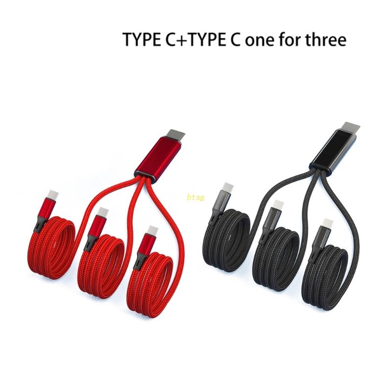 Bt Multi USB Type C Charger Kabel Braided 3in1 Multiple USB C Cable Charging Cord Dengan 3konektor Port Tipe-C