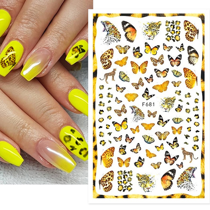 3d Nail Art Stiker Kupu-Kupu Mawar Daun Perekat Diri Stiker Manicure Dekorasi