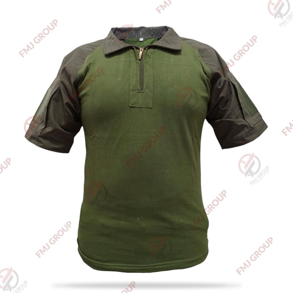 Kaos BDU Pendek Combat Shirt green olive / Kaos kerah bdu