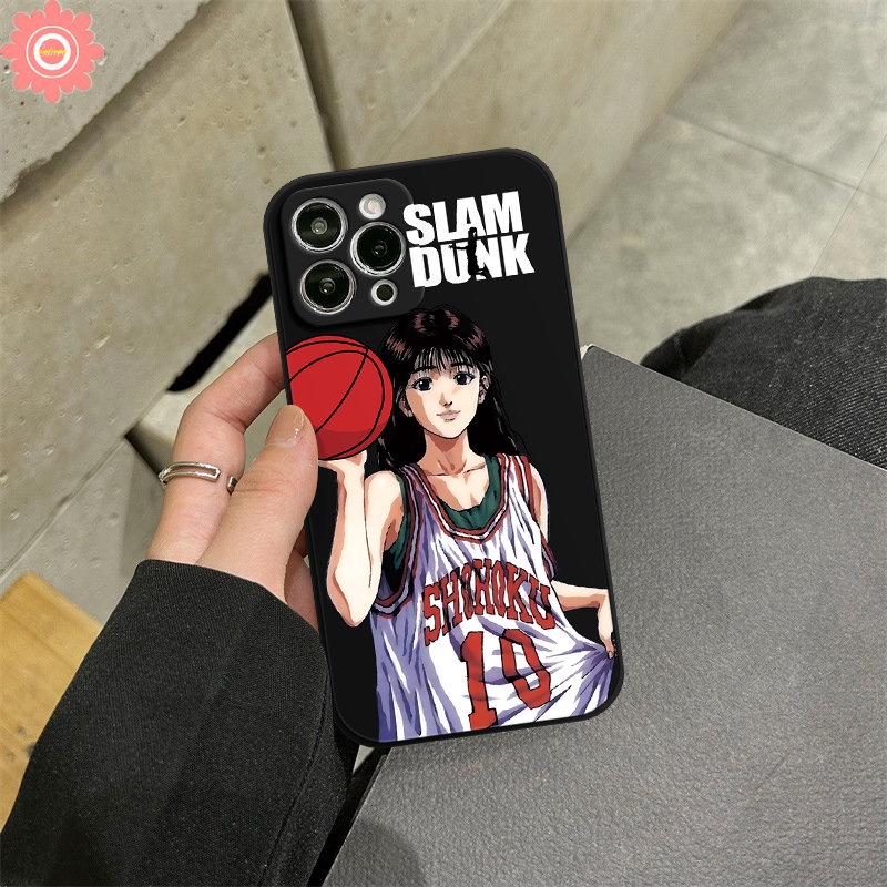 IPHONE Couple Anime Slam Dunk Phone Case Kompatibel Untuk Iphone11Xr 12 13 14 Pro Max7 6S 86 Plus X XS Max SE 2020 Kartun Lucu Sakuragi Hanamichi Haruko Akagi Lembut Penutup Tepi Lurus