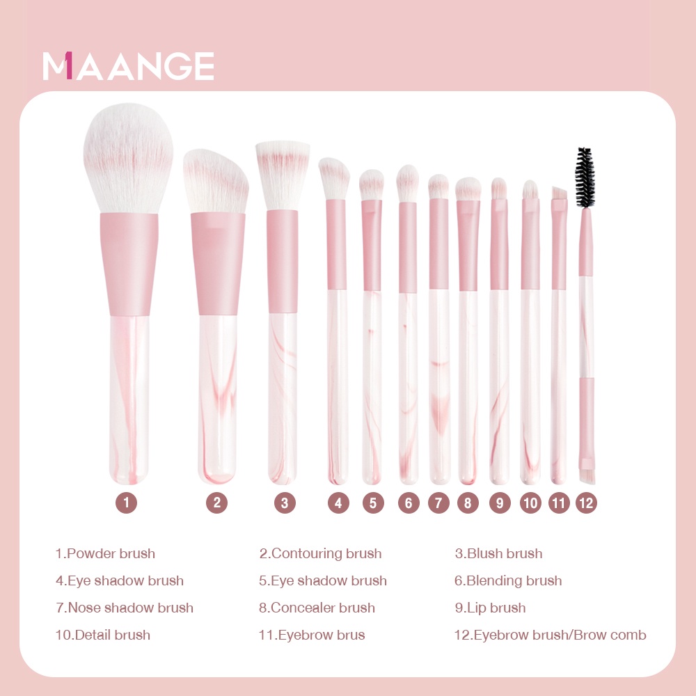 MAGEFY Kuas Make Up Kuas Set Kuas Kosmetic Brush Foundation Brush Eyeshadow Eyebrow Brush Blush Brush Lip Brush 1408