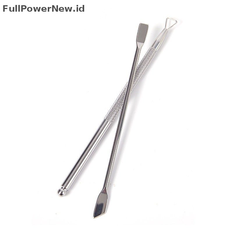 Power Stainless Steel Cuticle Nail Pusher Double Ended Spoon Nail Art Alat Pedicure ID