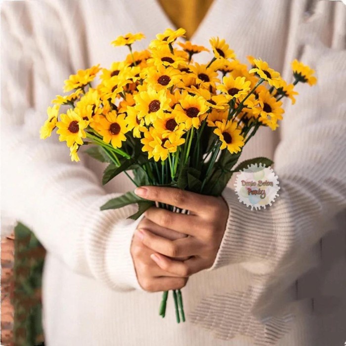 Bunga Matahari / Artificial Sunflower / Bunga Plastik ( 2 Tangkai )