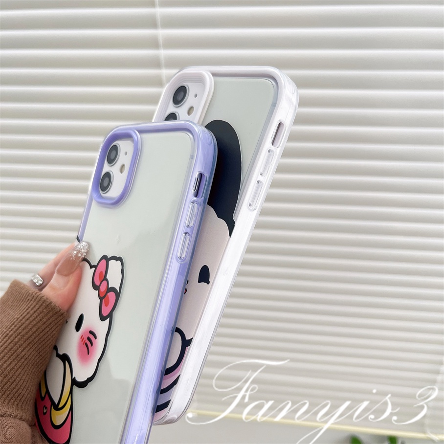 Compatible For iPhone 14 13 12 11 Pro Max XS Max XR X XS 8 7 6 6s Plus SE 2020 Kompatibel Untuk Kartun Kucing Anjing Pasangan 3in1 Phone Case Soft Cover Pelindung