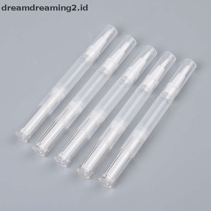 (drea) 5pcs 3ml Travel Pen Twist Kosong Dengan Kuas Wadah Kosmetik Minyak Kuku Lip Balm//