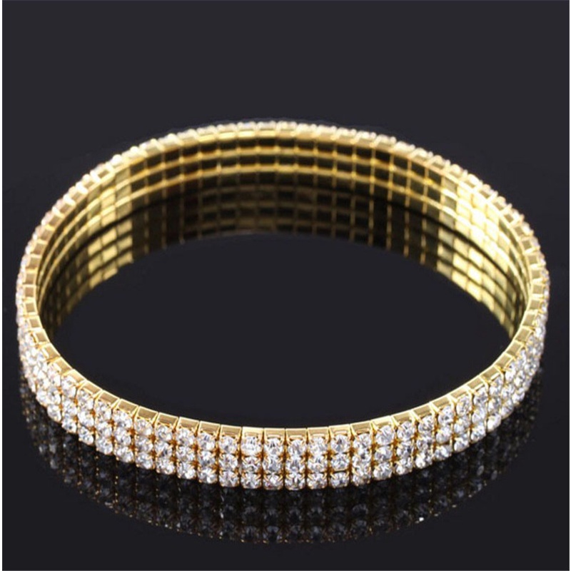 Goldkingdom Aksesoris Perhiasan Fashion Ready Stock Flash Diamond Air Berlian Multi layer Elastis Kaki Rantai Kaki Cincin