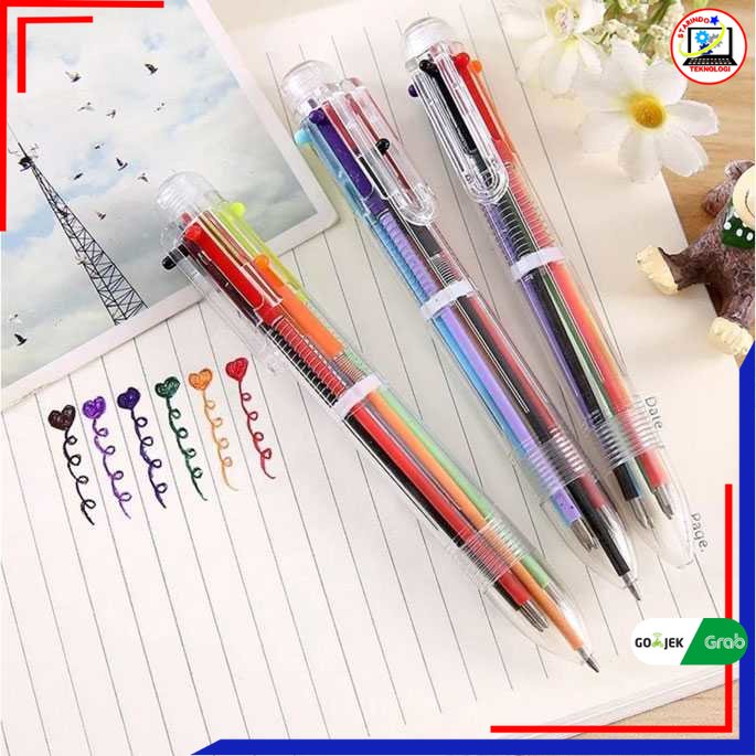 

Pulpen 6 in 1 Pena Bolpoin Warna-Warni Multi Colored Pen STARINDO
