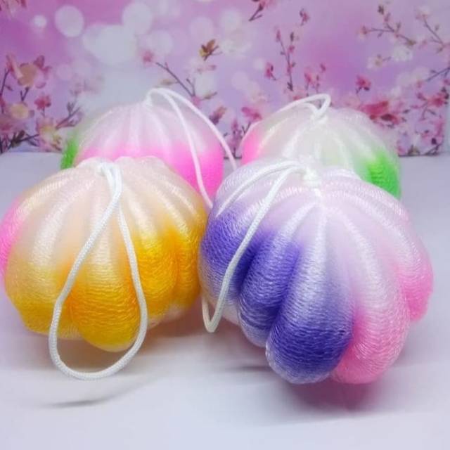 Shower Puff Bath Sponge Labu Spons Mandi Labu Fruit Belimbing Pelangi
