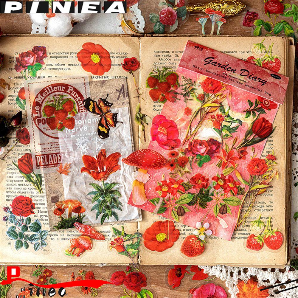 Nanas 100Pcs/Bag Botanical Stiker Planner Scrapbooking Aesthetic Bunga Bahan Stiker