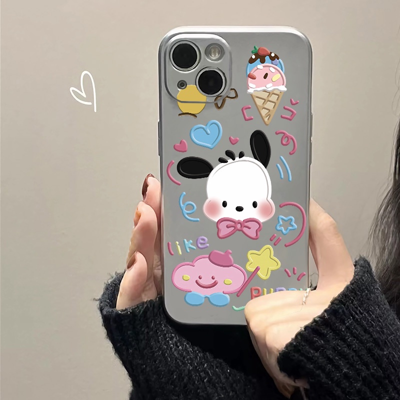 IPHONE Casing Electroplate Lembut Lucu Kompatibel Untuk Iphone14 13 12 11 Pro XS Max XR X8+76S Plus Casing Mini TPU Silikon Shockproof Phone Cover