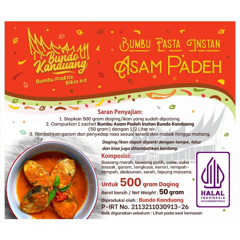 

Bumbu padang Bundo Kanduang asam padeh 50 gram