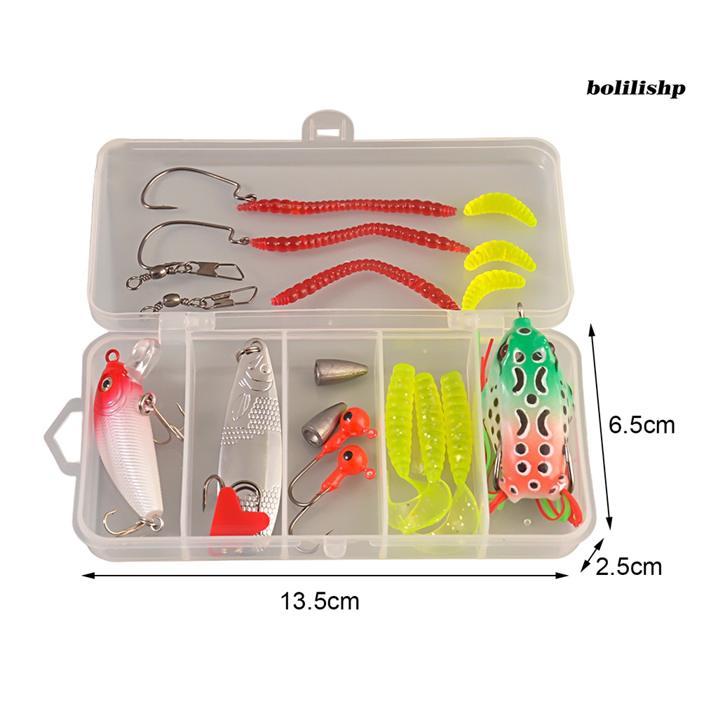 Bo-21pcs/set Realistis Mata Warna Cerah Konektor Kotak Penyimpanan Umpan Pancing Set Berbagai Jenis Umpan Palsu Set Dengan Kait Memancing Tackle