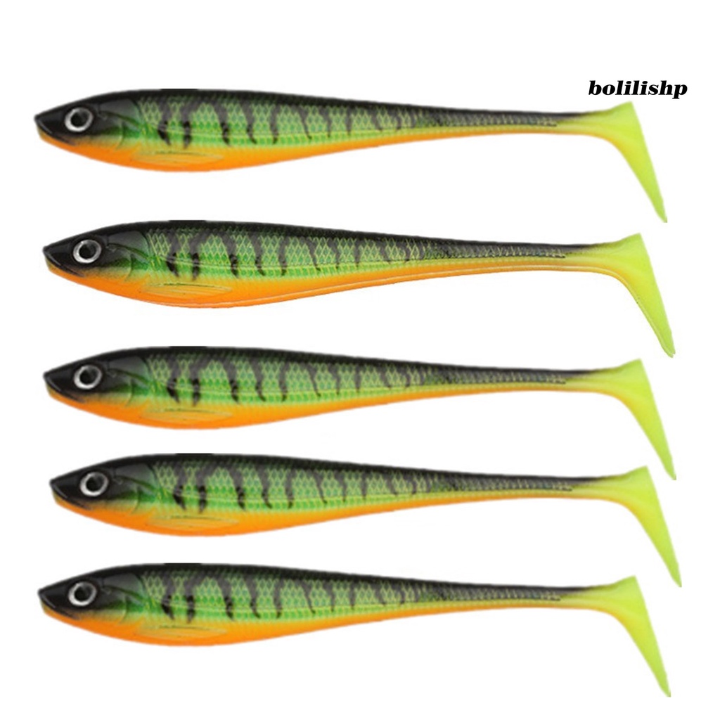 Bo-5pc 9cm Umpan Umpan 3D Fisheye Simulasi Desain Realistis Menggoda Angling Umpan Jalan Plastik T-tail Soft Lure Outdoor Fishing